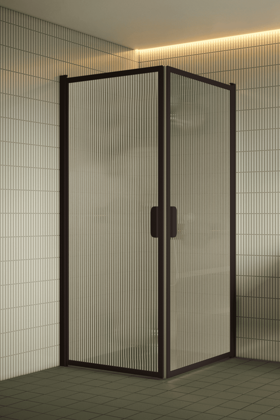 Shower enclosure Hietakari Bläk 757 New York, Cocoa frame, reeded glass Shower enclosure Hietakari Bläk 757 New York, Cocoa frame, reeded glass