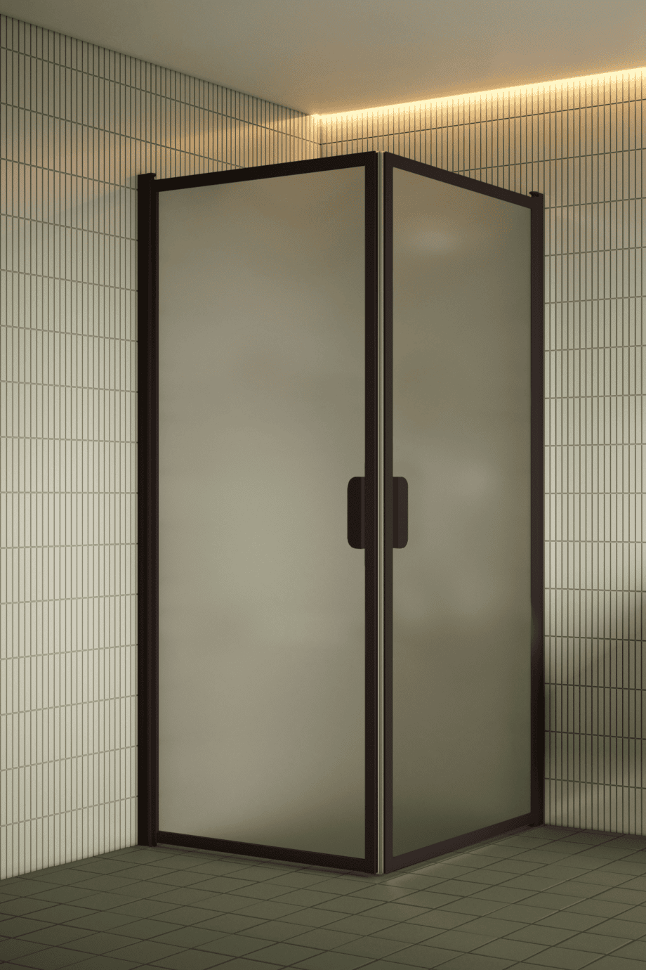 Shower enclosure Hietakari Bläk 757 New York, Cocoa frame, satin frosted glass Shower enclosure Hietakari Bläk 757 New York, Cocoa frame, satin frosted glass