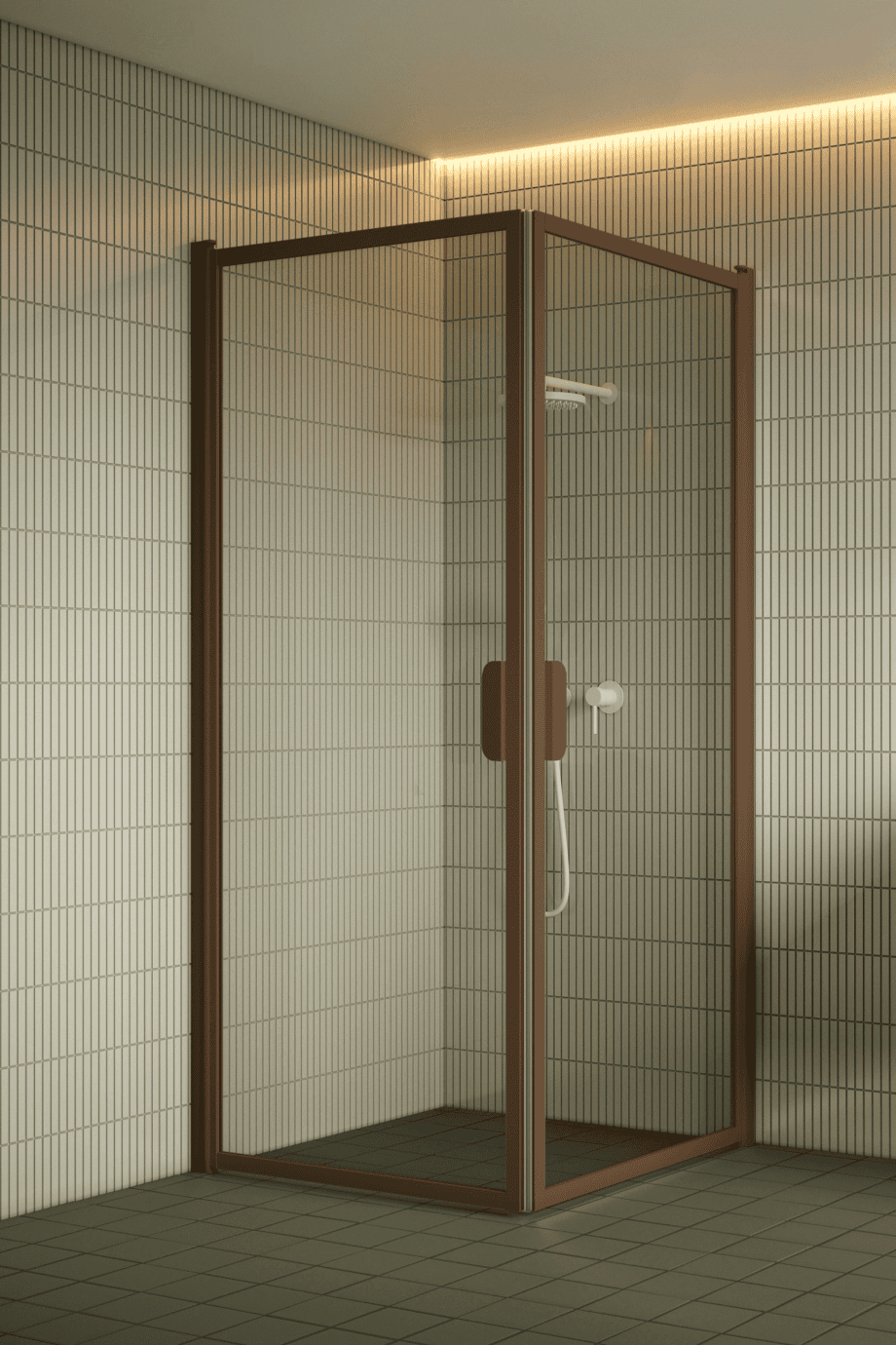 Shower enclosure Hietakari Bläk 757 New York, Mocha frame, clear glass Shower enclosure Hietakari Bläk 757 New York, hinged door + hinged door – 6
