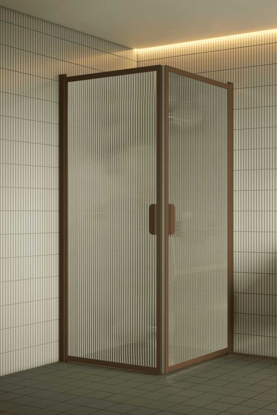 Shower enclosure Hietakari Bläk 757 New York, Mocha frame, reeded glass Shower enclosure Hietakari Bläk 757 New York, Mocha frame, reeded glass