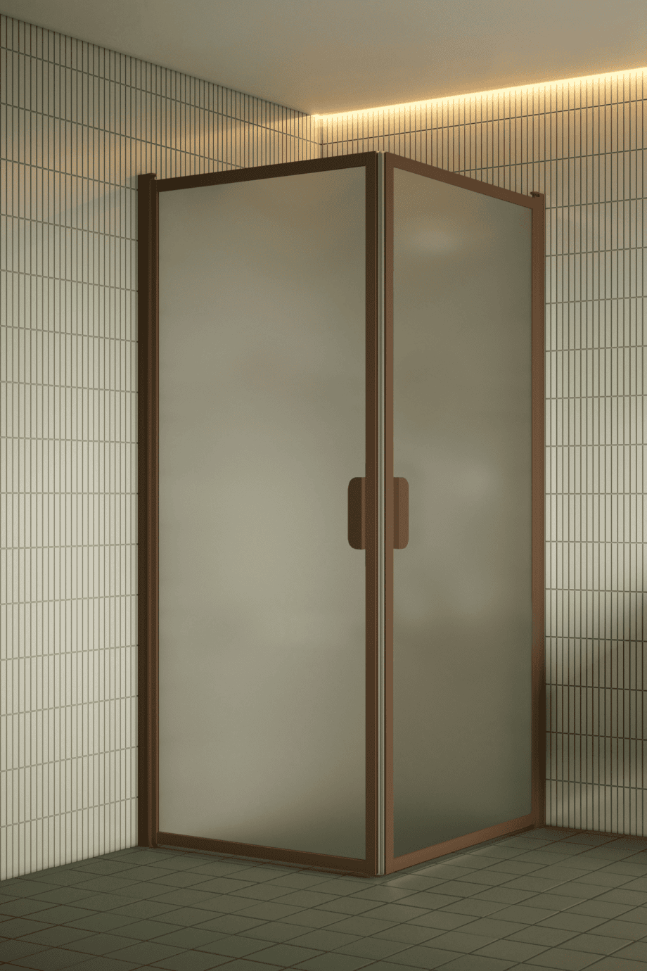 Shower enclosure Hietakari Bläk 757 New York, Mocha frame, satin frosted glass Shower enclosure Hietakari Bläk 757 New York, Mocha frame, satin frosted glass