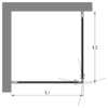 Shower enclosure Hietakari Bläk 757 New York – dimension drawing Shower enclosure Hietakari Bläk 757 New York, hinged door + hinged door – 2