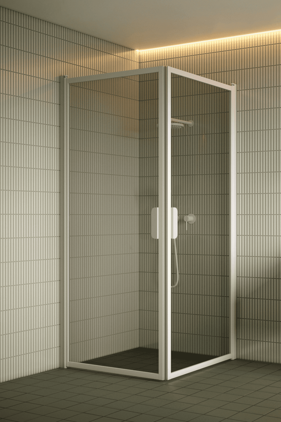 Shower enclosure Hietakari Bläk 757 New York, white frame, grey tinted glass Shower enclosure Hietakari Bläk 757 New York, white frame, grey tinted glass