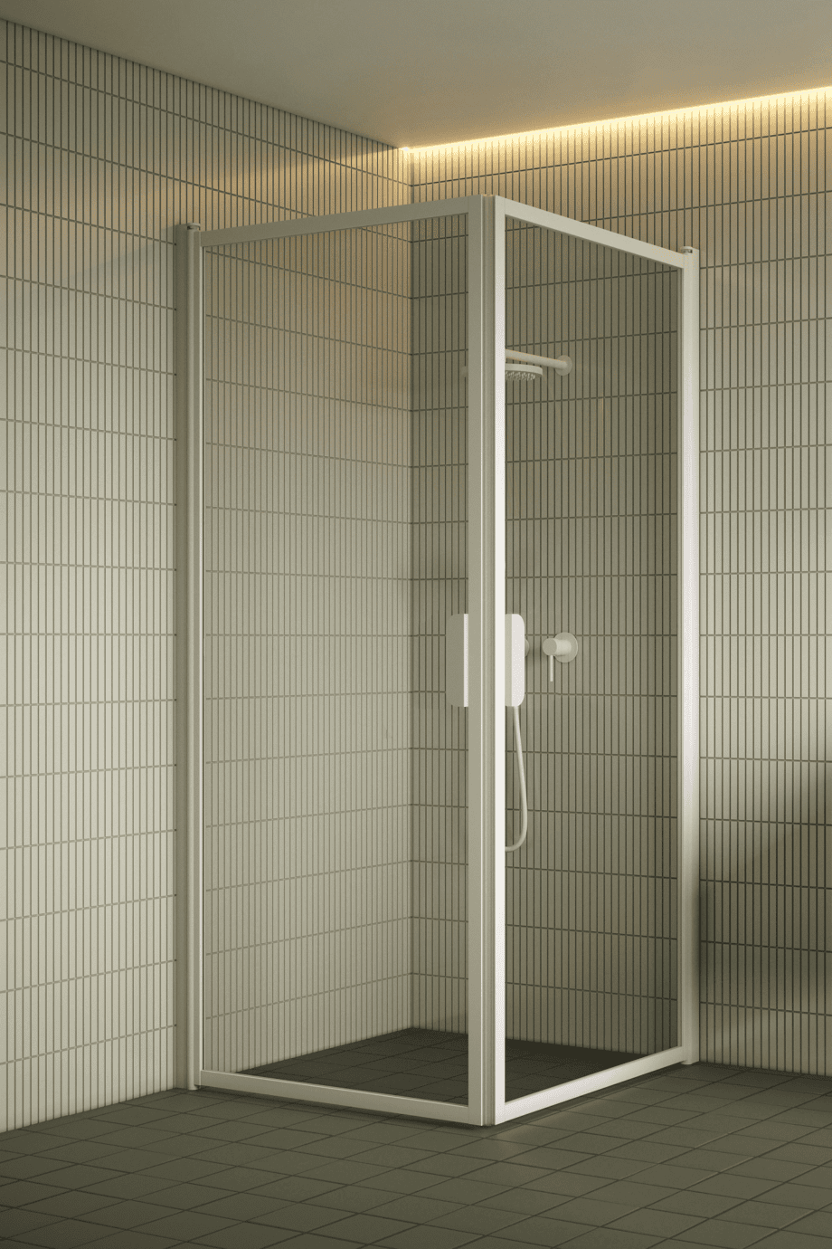 Shower enclosure Hietakari Bläk 757 New York, white frame, clear glass Shower enclosure Hietakari Bläk 757 New York, hinged door + hinged door