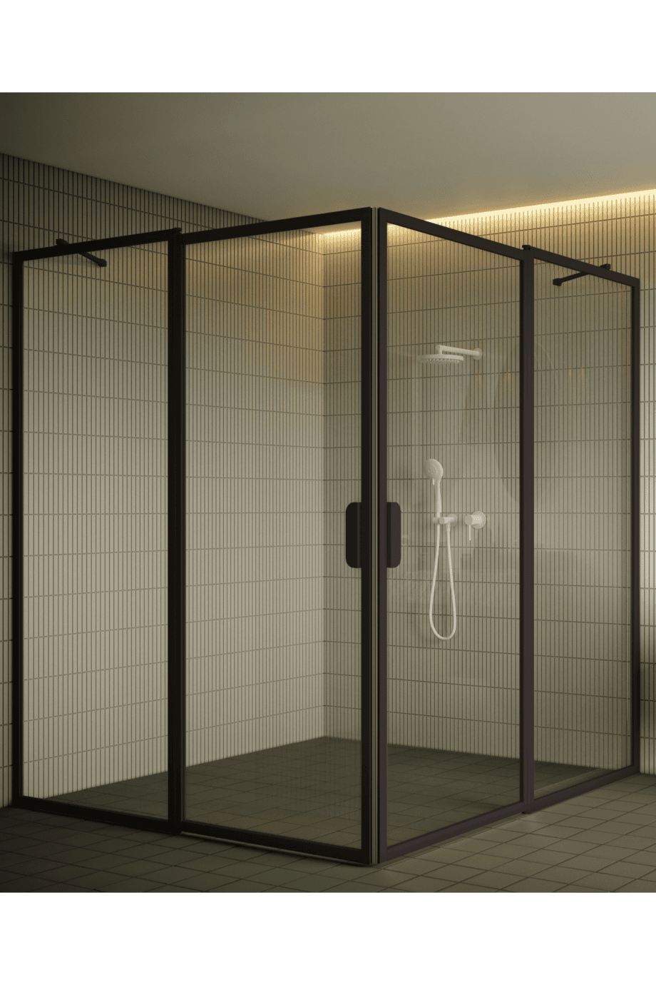Shower enclosure Hietakari Bläk 759 New York, Cocoa frame, reeded glass