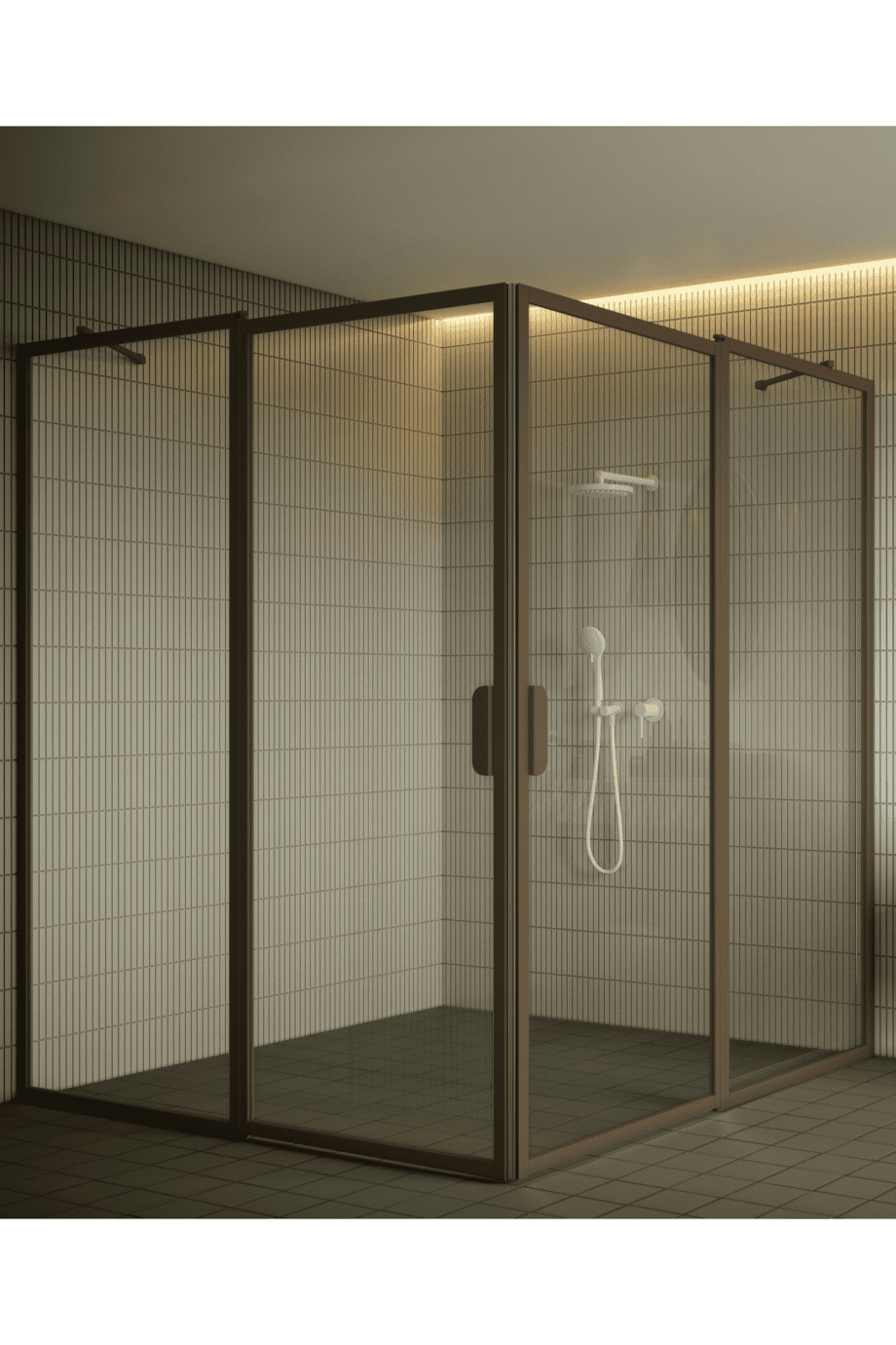 Shower enclosure Hietakari Bläk 759 New York, Mocha frame, reeded glass