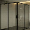 Shower enclosure Hietakari Bläk 759 New York, black frame, reeded glass