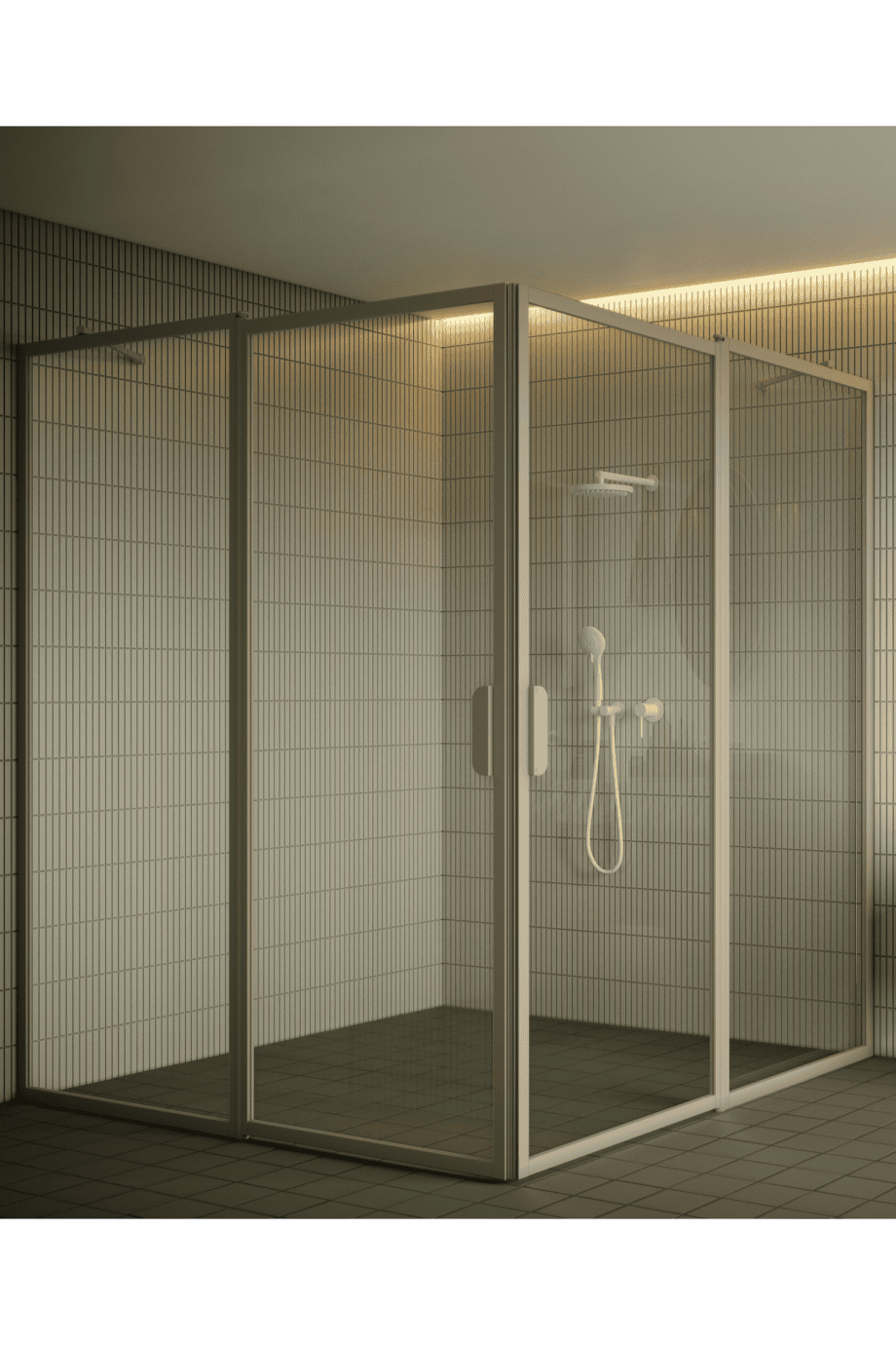 Shower enclosure Hietakari Bläk 759 New York, Sand frame, reeded glass