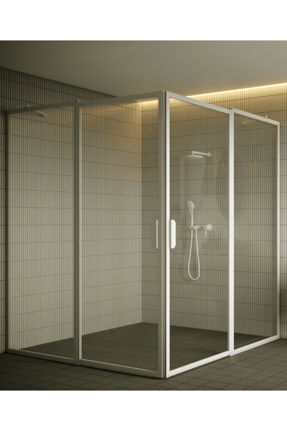 Shower enclosure Hietakari Bläk 759 New York, white frame, grey tinted glass