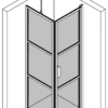 Shower enclosure Hietakari Bläk 760 Tokyo – 3D drawing Shower enclosure Hietakari Bläk 760 Tokyo, fixed wall + hinged door – 3