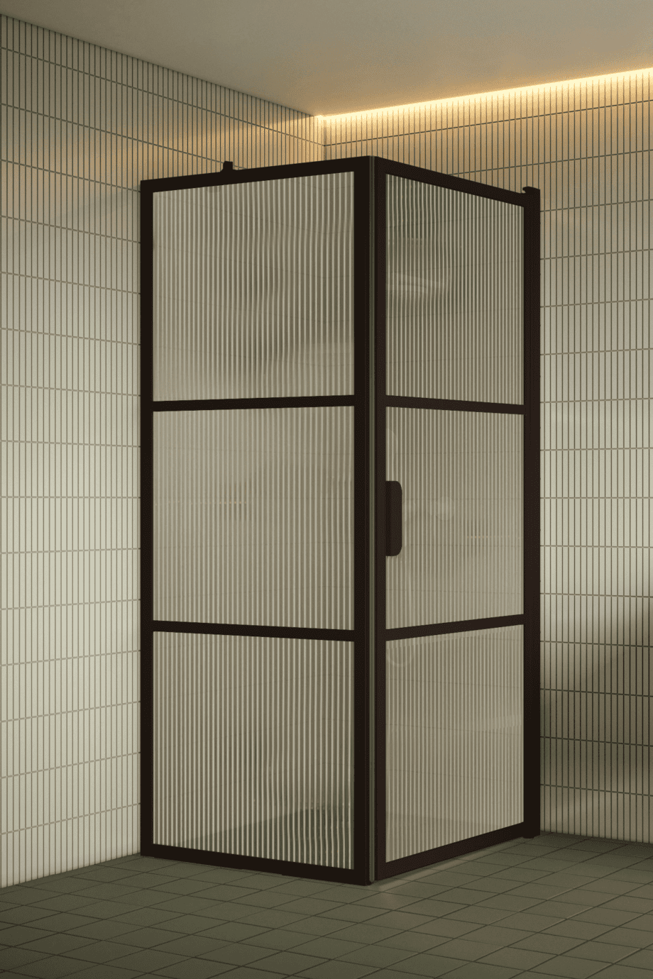 Shower enclosure Hietakari Bläk 760 Tokyo, Cocoa frame, reeded glass Shower enclosure Hietakari Bläk 760 Tokyo, Cocoa frame, reeded glass