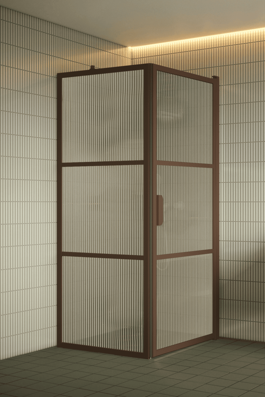 Shower enclosure Hietakari Bläk 760 Tokyo, Mocha frame, reeded glass Shower enclosure Hietakari Bläk 760 Tokyo, Mocha frame, reeded glass