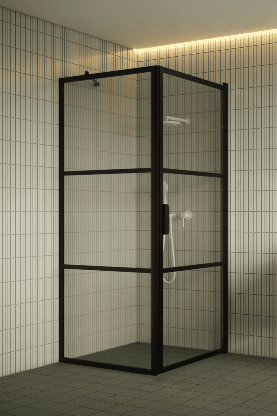 Shower enclosure Hietakari Bläk 760 Tokyo, black frame, clear glass Shower enclosure Hietakari Bläk 760 Tokyo, fixed wall + hinged door – 4
