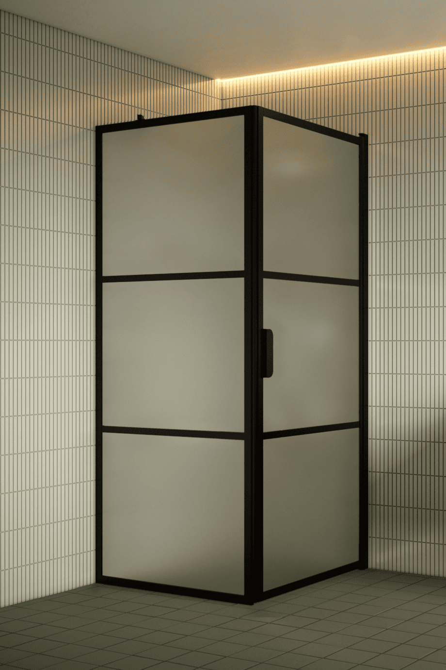 Shower enclosure Hietakari Bläk 760 Tokyo, black frame, satin frosted glass Shower enclosure Hietakari Bläk 760 Tokyo, black frame, satin frosted glass