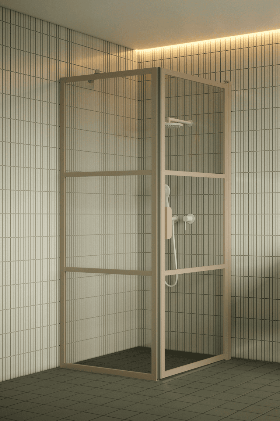 Shower enclosure Hietakari Bläk 760 Tokyo, Sand frame, clear glass Shower enclosure Hietakari Bläk 760 Tokyo, fixed wall + hinged door – 5