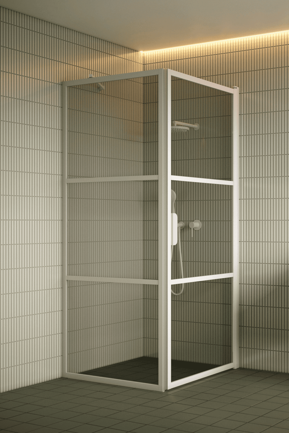 Shower enclosure Hietakari Bläk 760 Tokyo, white frame, grey tinted glass Shower enclosure Hietakari Bläk 760 Tokyo, white frame, grey tinted glass