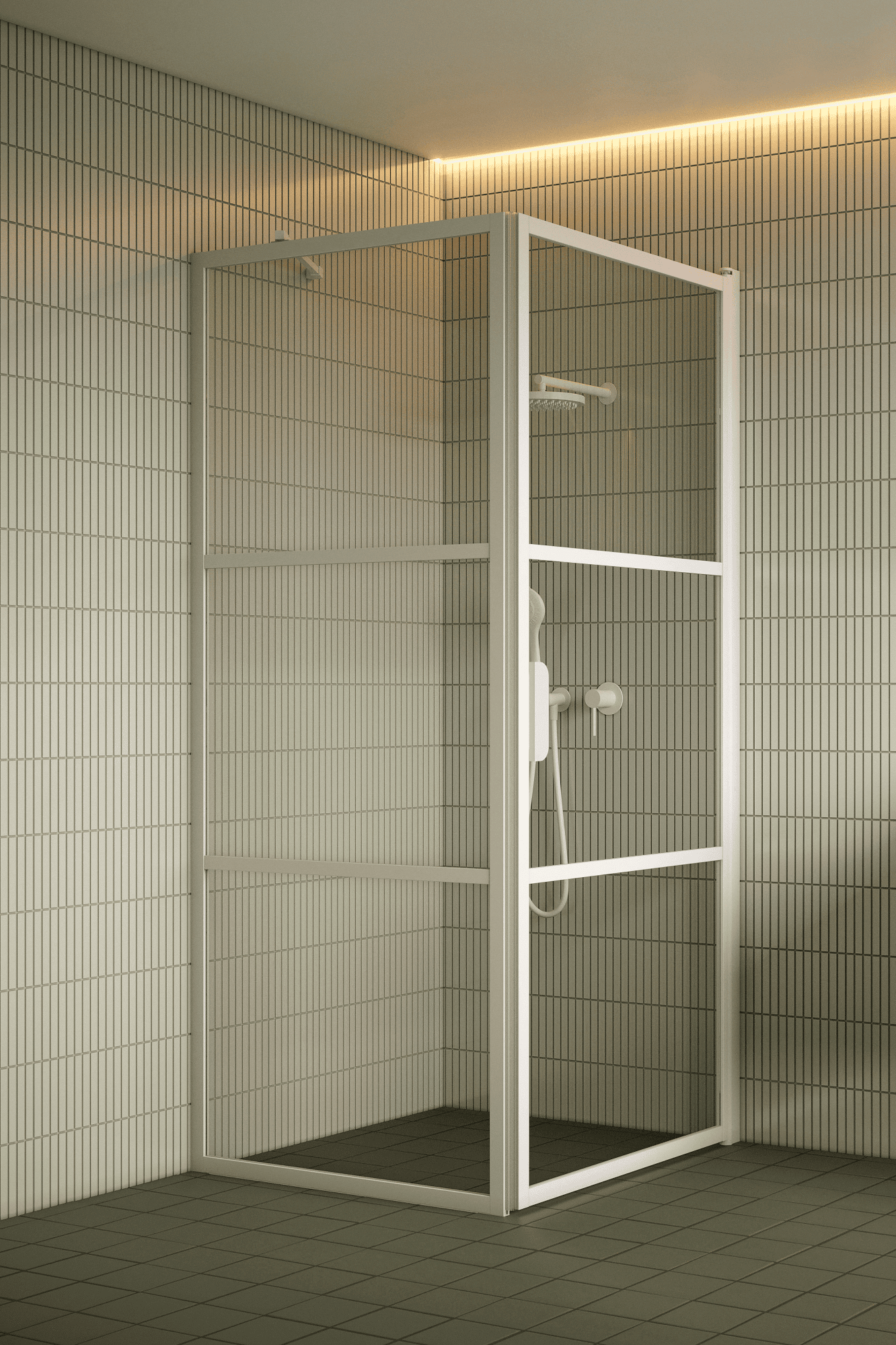 Shower enclosure Hietakari Bläk 760 Tokyo, fixed wall + hinged door