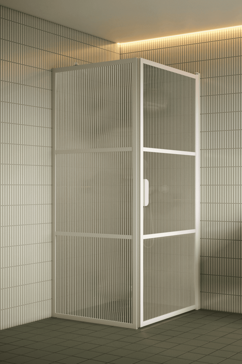 Shower enclosure Hietakari Bläk 760 Tokyo, white frame, reeded glass Shower enclosure Hietakari Bläk 760 Tokyo, white frame, reeded glass