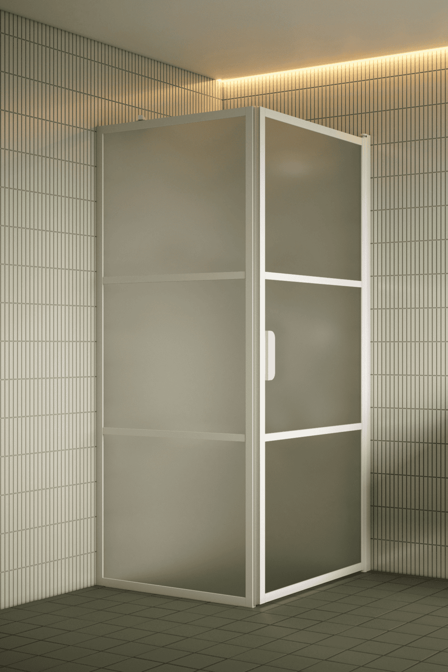 Shower enclosure Hietakari Bläk 760 Tokyo, white frame, satin frosted glass Shower enclosure Hietakari Bläk 760 Tokyo, white frame, satin frosted glass