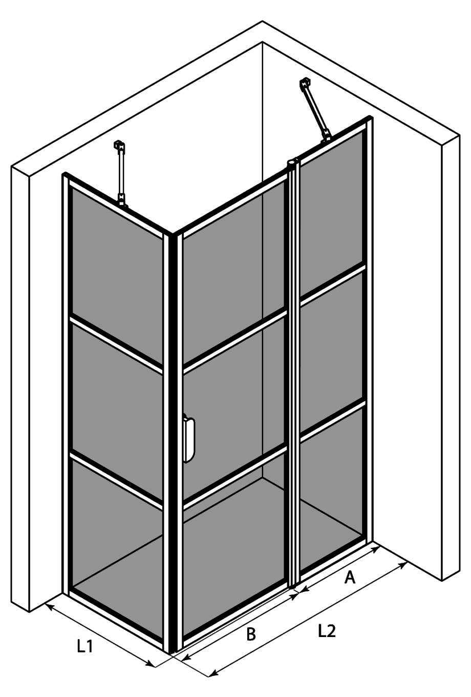Shower enclosure Hietakari Bläk 761 Tokyo, fixed wall + hinged door with fixed part – 3