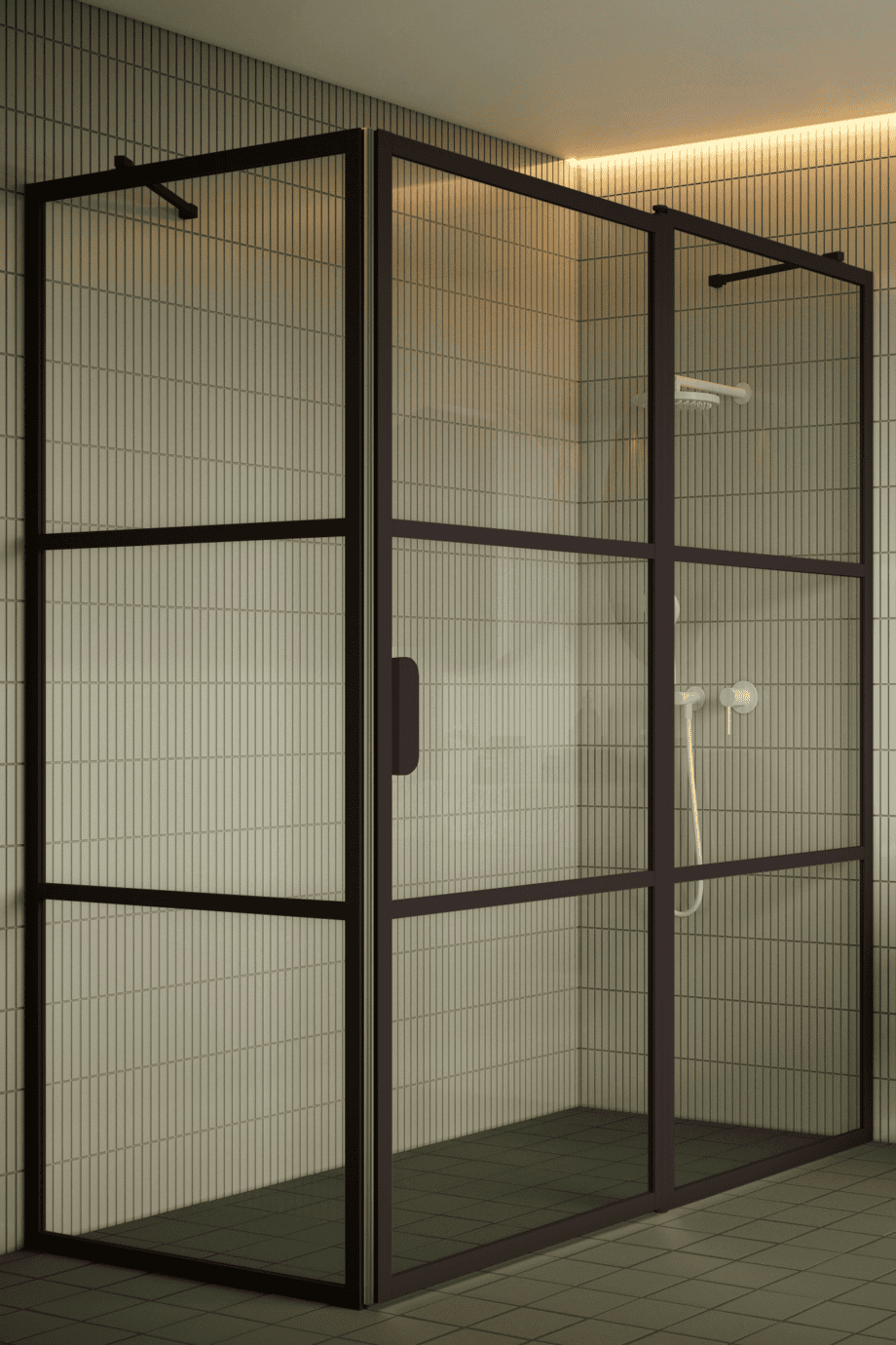 Shower enclosure Hietakari Bläk 761 Tokyo, Cocoa frame, reeded glass Shower enclosure Hietakari Bläk 761 Tokyo, Cocoa frame, reeded glass