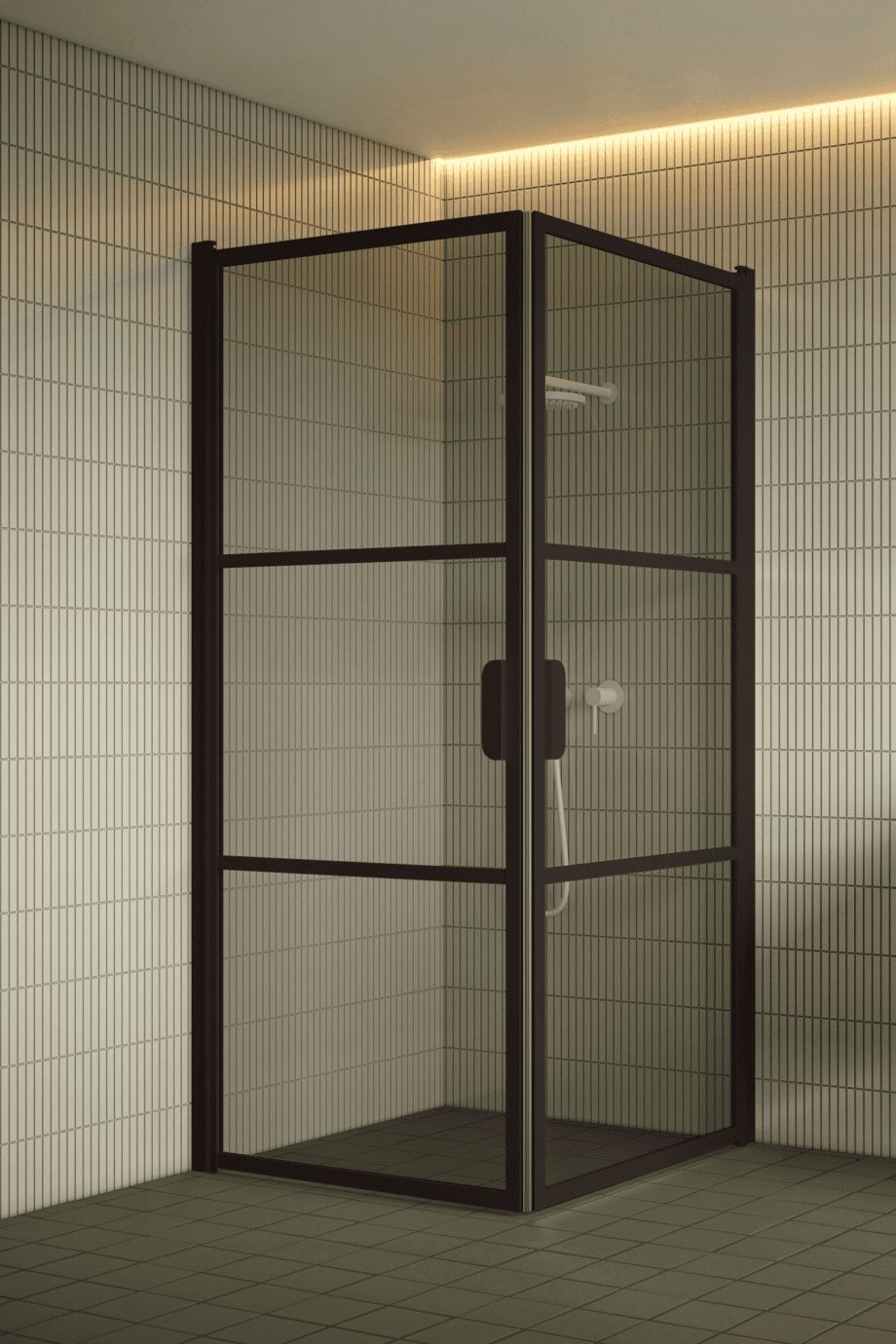 Shower enclosure Hietakari Bläk 762 Tokyo, Cocoa frame, grey tinted glass