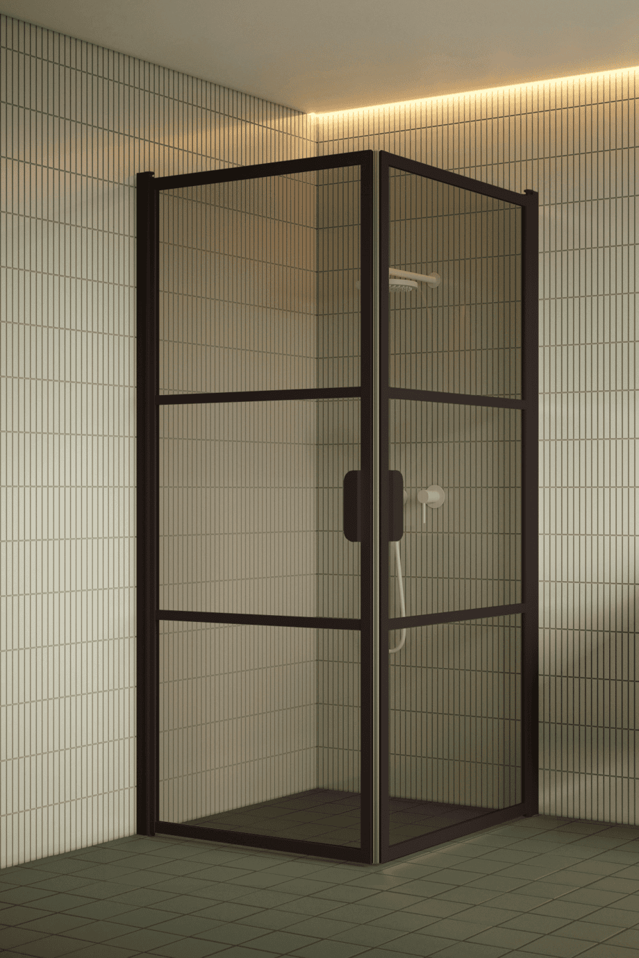 Shower enclosure Hietakari Bläk 762 Tokyo, Cocoa frame, bronze tinted glass