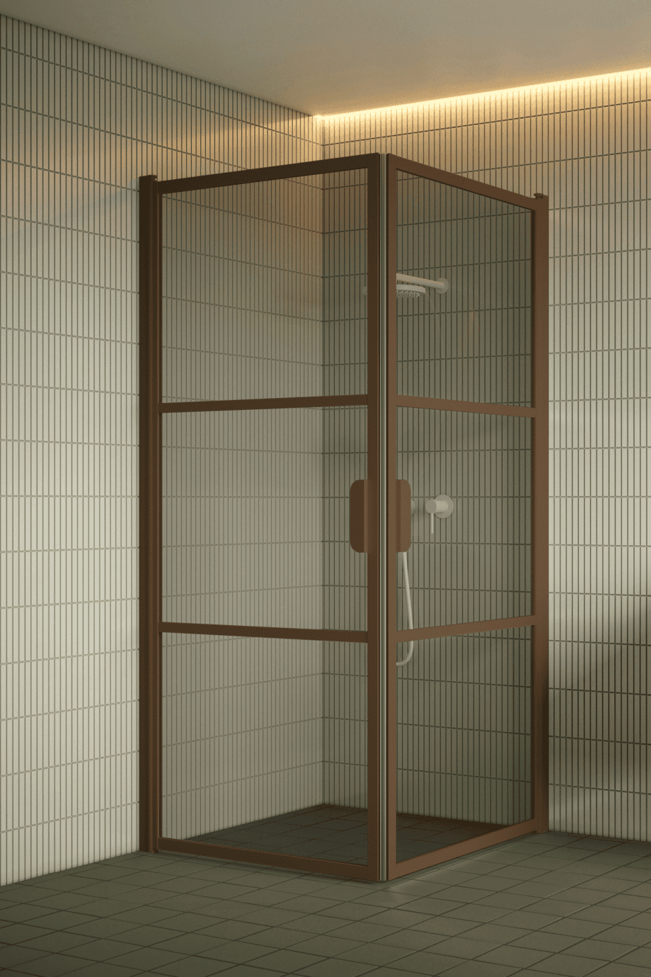 Shower enclosure Hietakari Bläk 762 Tokyo, Mocha frame, grey tinted glass