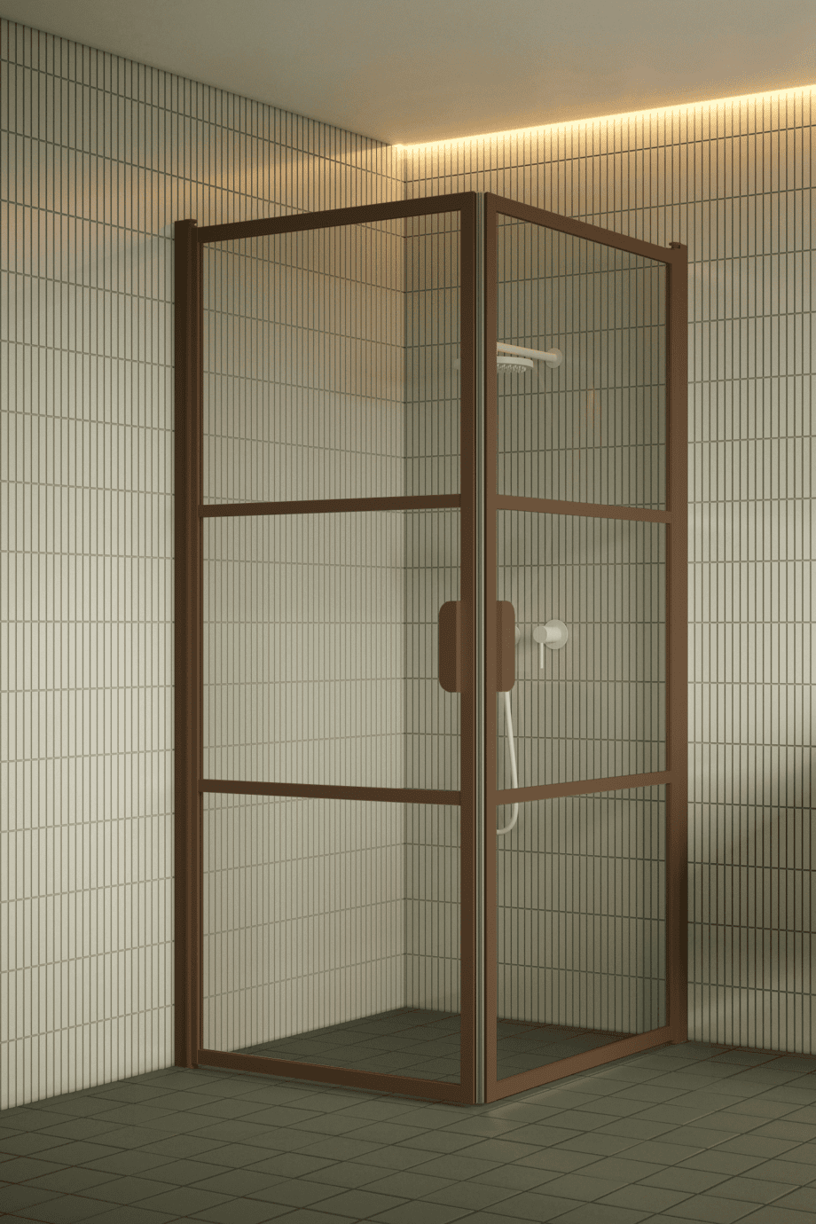 Shower enclosure Hietakari Bläk 762 Tokyo, Mocha frame, clear glass