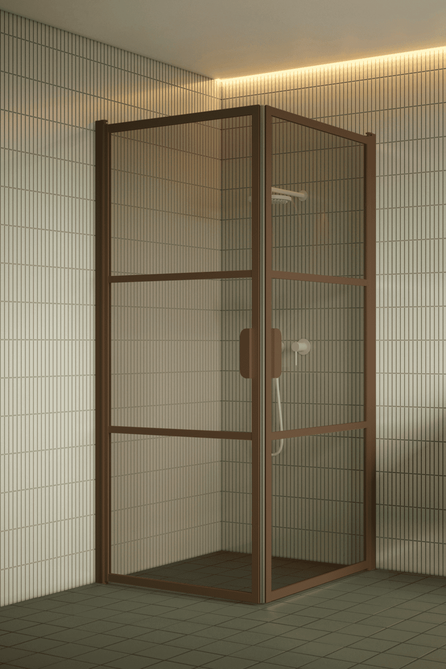 Shower enclosure Hietakari Bläk 762 Tokyo, Mocha frame, bronze tinted glass