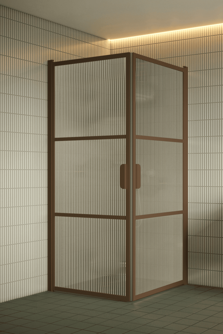 Shower enclosure Hietakari Bläk 762 Tokyo, Mocha frame, reeded glass