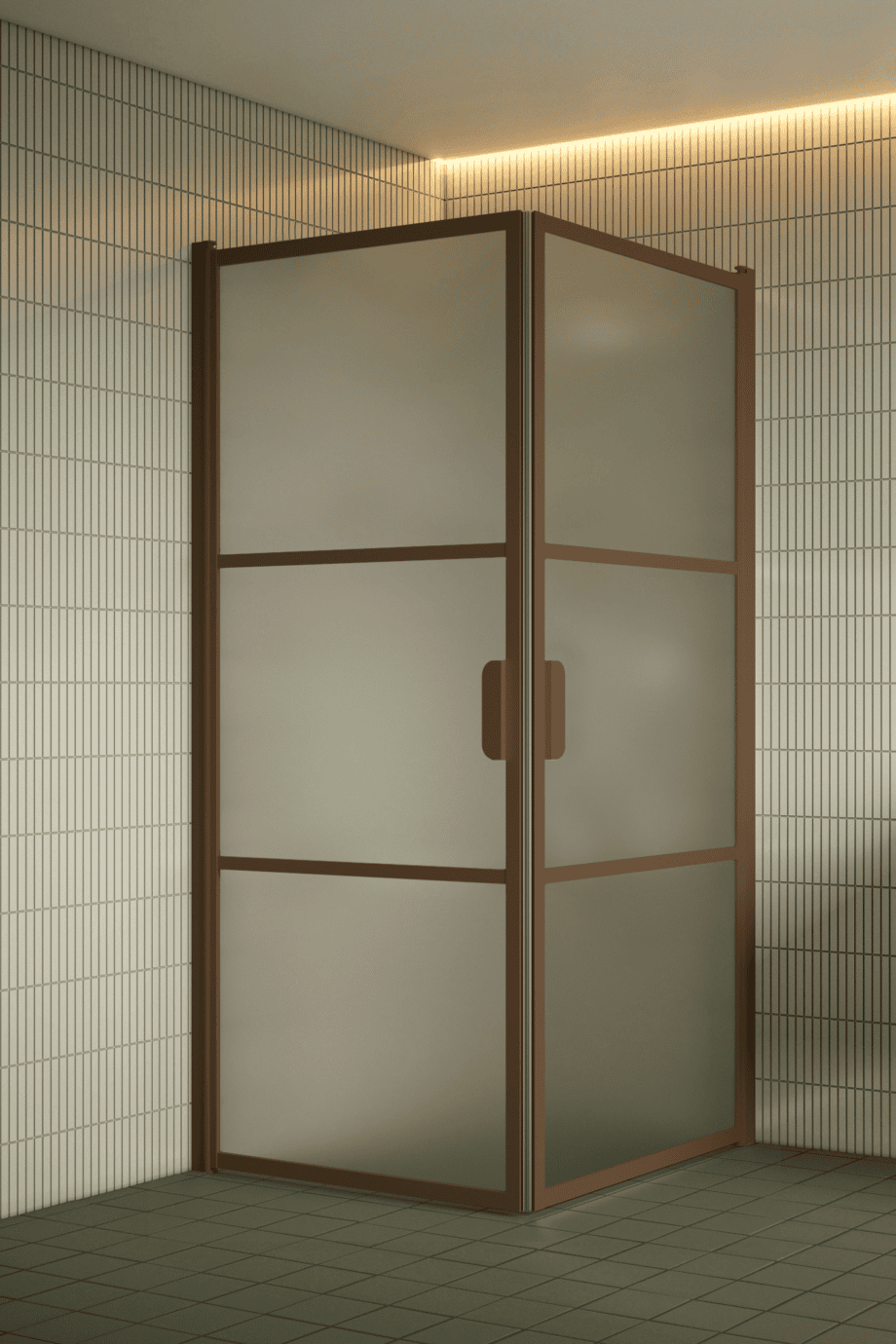 Shower enclosure Hietakari Bläk 762 Tokyo, Mocha frame, satin frosted glass