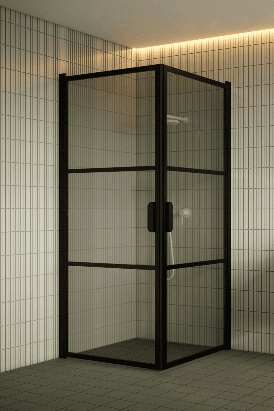Shower enclosure Hietakari Bläk 762 Tokyo, black frame, grey tinted glass
