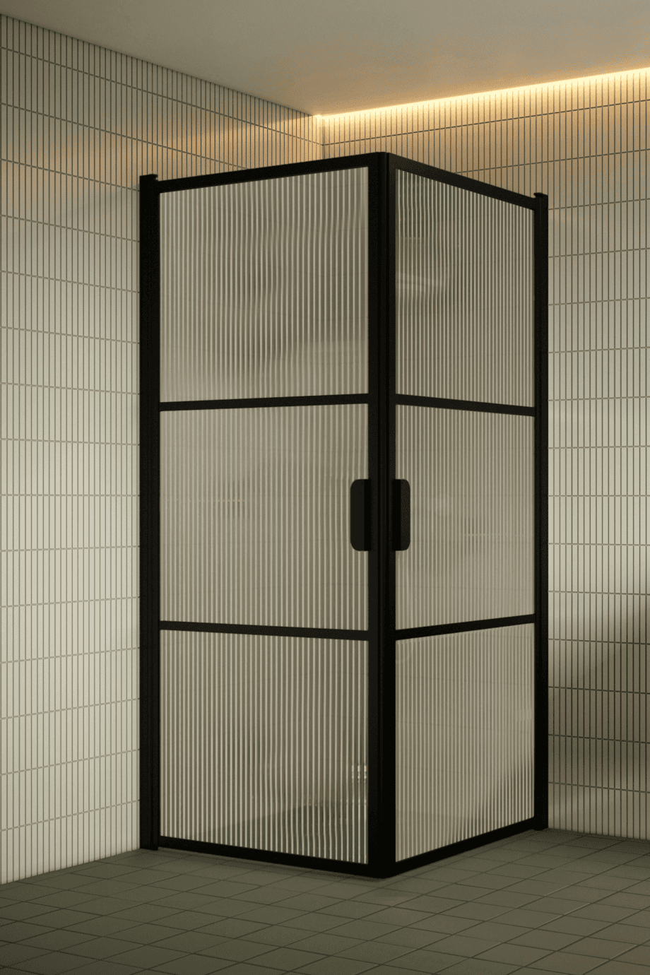 Shower enclosure Hietakari Bläk 762 Tokyo, black frame, reeded glass