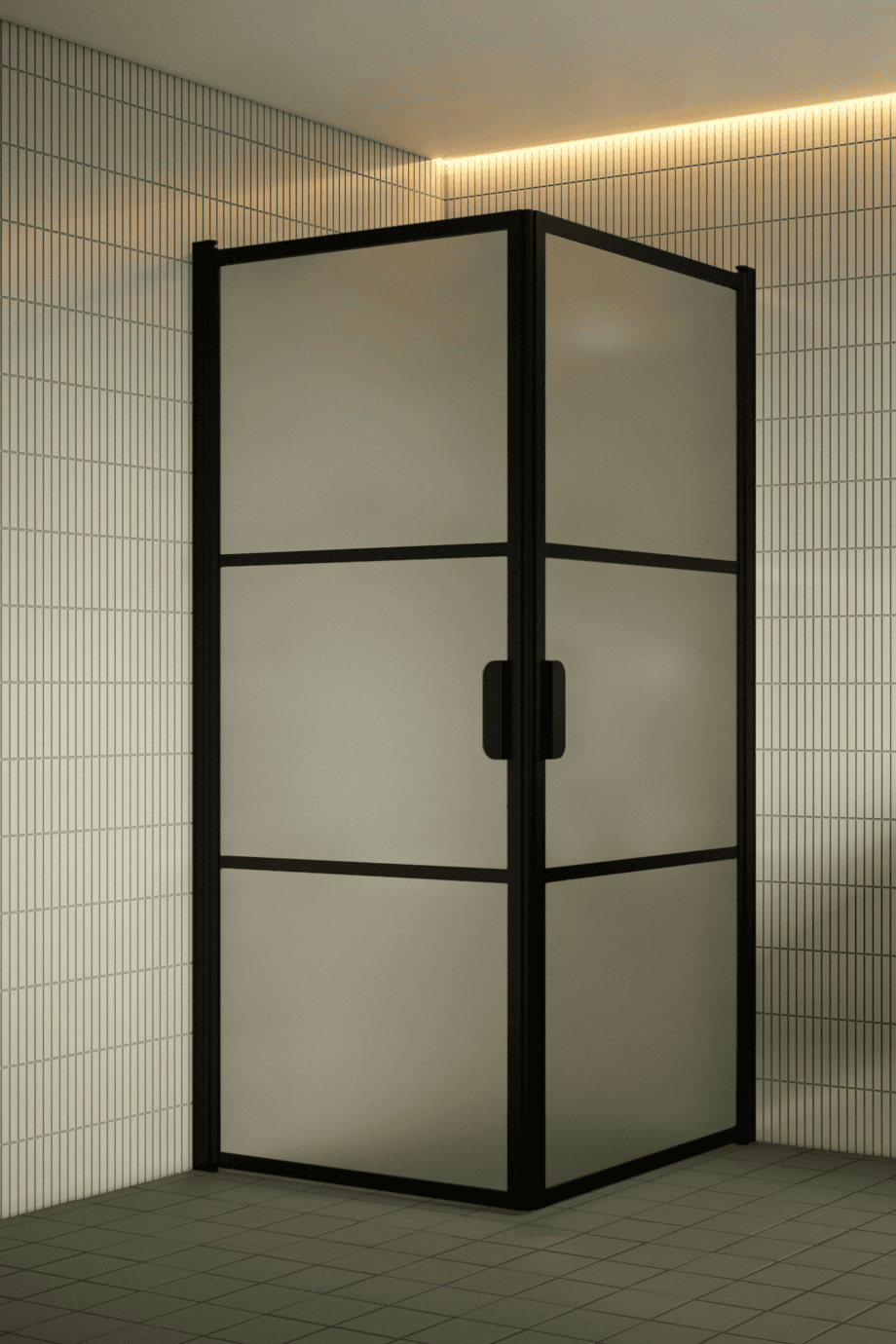 Shower enclosure Hietakari Bläk 762 Tokyo, black frame, satin frosted glass
