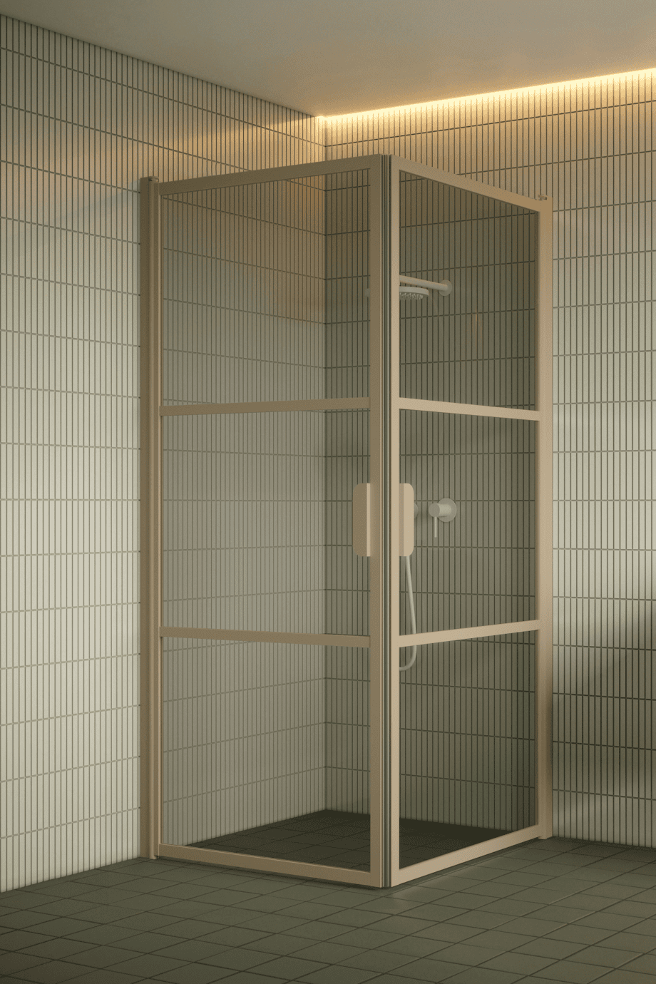 Shower enclosure Hietakari Bläk 762 Tokyo, Sand frame, grey tinted glass
