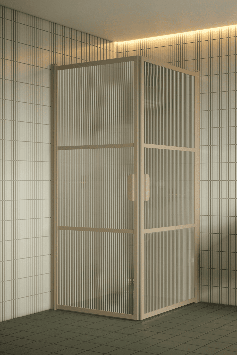 Shower enclosure Hietakari Bläk 762 Tokyo, Sand frame, reeded glass