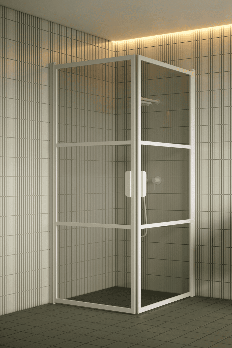 Shower enclosure Hietakari Bläk 762 Tokyo, white frame, grey tinted glass