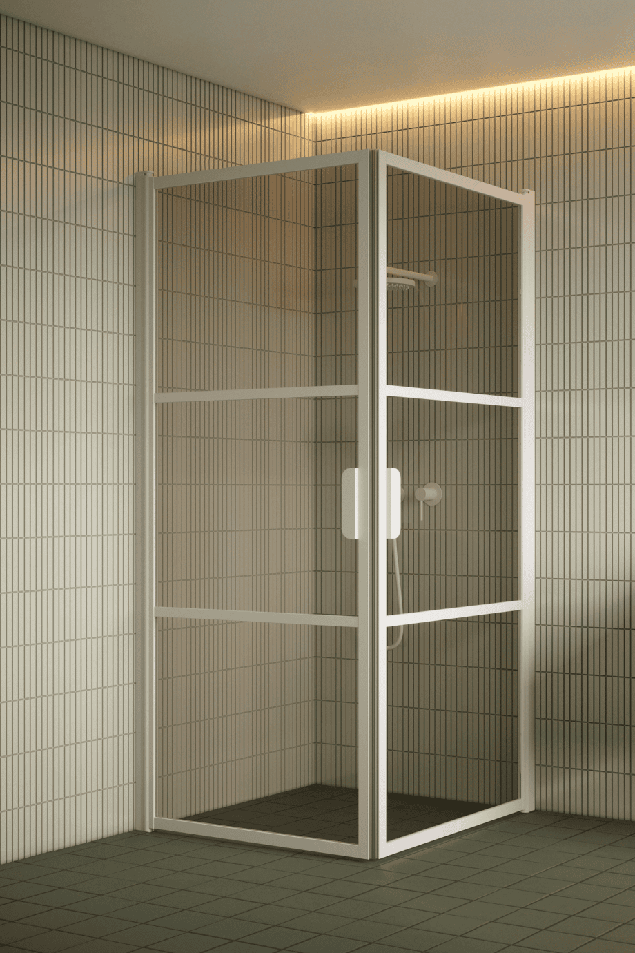 Shower enclosure Hietakari Bläk 762 Tokyo, white frame, bronze tinted glass