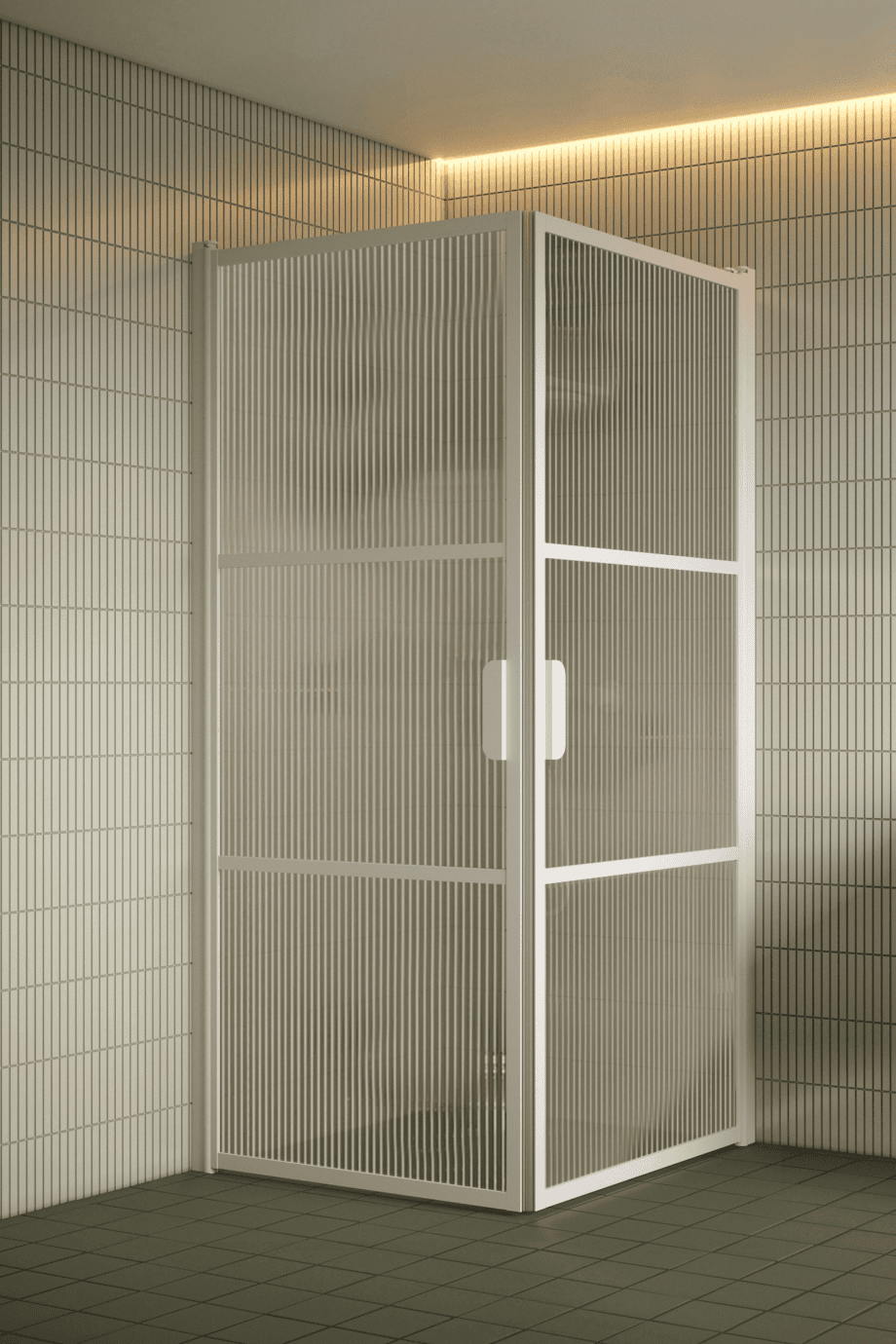 Shower enclosure Hietakari Bläk 762 Tokyo, white frame, reeded glass