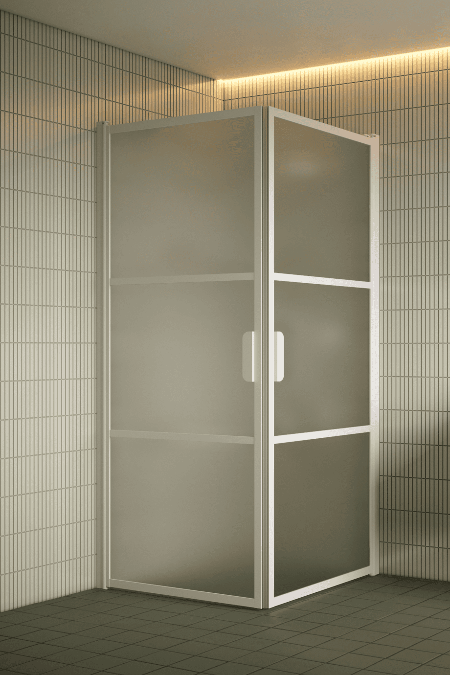 Shower enclosure Hietakari Bläk 762 Tokyo, white frame, satin frosted glass