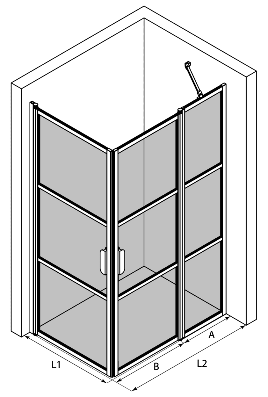 Shower enclosure Hietakari Bläk 763 Tokyo, hinged door + hinged door with fixed part – 3