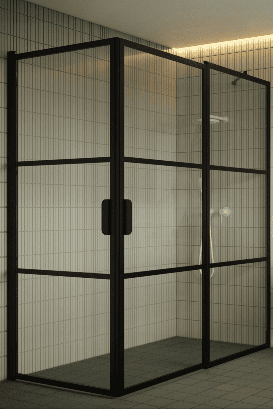 Shower enclosure Hietakari Bläk 763 Tokyo, black frame, grey tinted glass