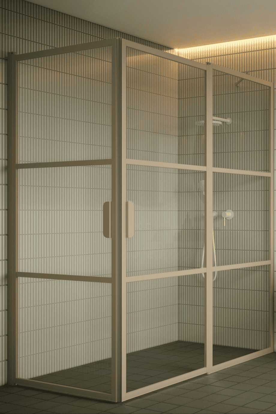 Shower enclosure Hietakari Bläk 763 Tokyo, Sand frame, satin frosted glass
