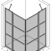 Shower enclosure Hietakari Bläk 764 Tokyo – 3D drawing Shower enclosure Hietakari Bläk 764 Tokyo, hinged door with fixed part + hinged door with fixed part – 3