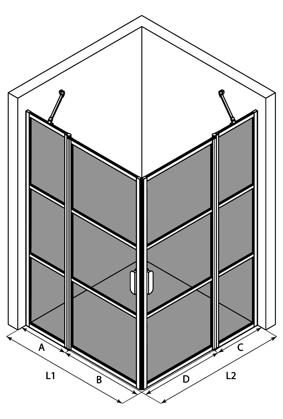 Shower enclosure Hietakari Bläk 764 Tokyo, hinged door with fixed part + hinged door with fixed part – 3