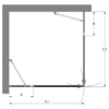 Shower enclosure Hietakari Bläk 764 Tokyo – dimension drawing Shower enclosure Hietakari Bläk 764 Tokyo, hinged door with fixed part + hinged door with fixed part – 2