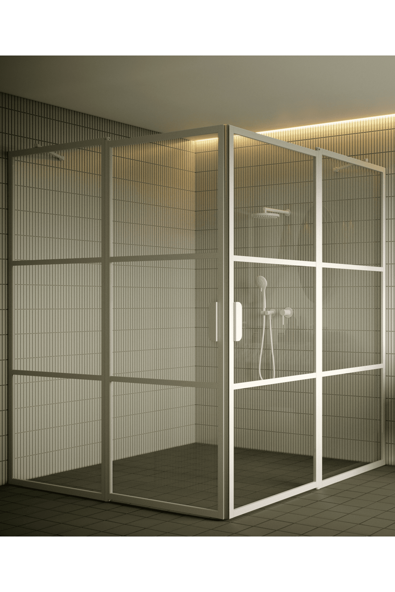 Shower enclosure Hietakari Bläk 764 Tokyo, hinged door with fixed part + hinged door with fixed part