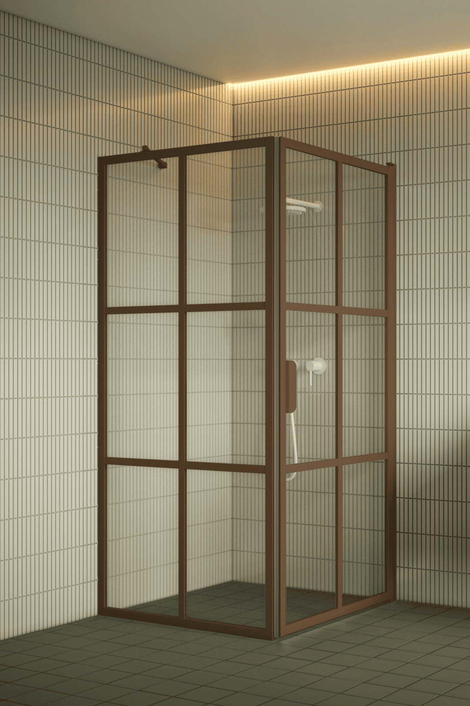 Shower enclosure Hietakari Bläk 765 Paris, Mocha frame, clear glass Shower enclosure Hietakari Bläk 765 Paris, fixed wall + hinged door – 6