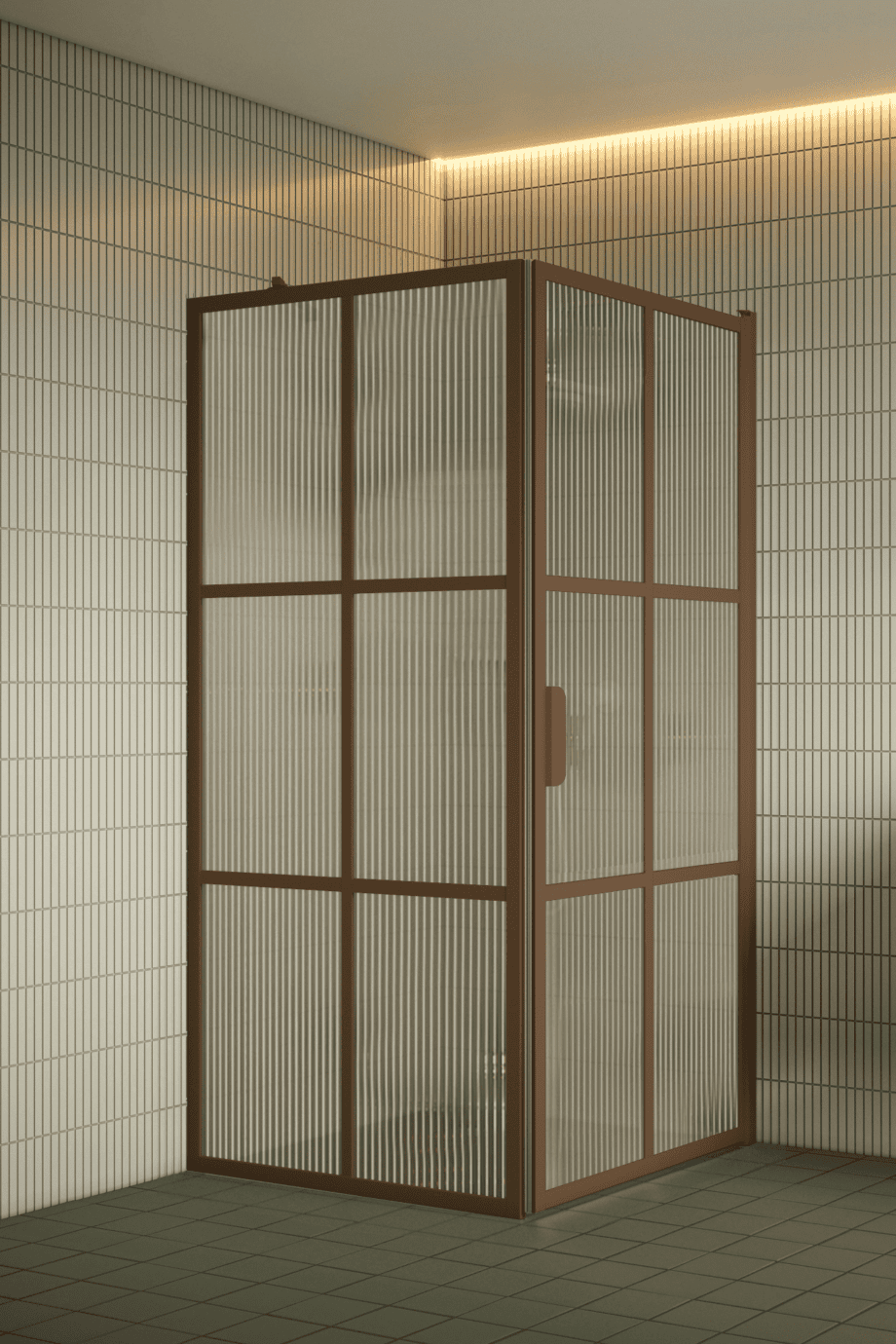 Shower enclosure Hietakari Bläk 765 Paris, Mocha frame, reeded glass Shower enclosure Hietakari Bläk 765 Paris, Mocha frame, reeded glass